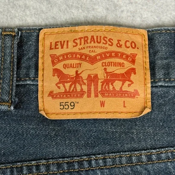 Levi's 559 Relaxed Straight Jeans Mens 42x27 Dark Wash Denim Blue Pants - Picture 15 of 16